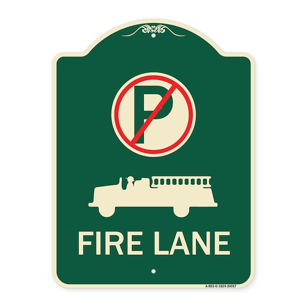 Signmission Fire Lane W/ No Parking& Graphic Heavy-Gauge Aluminum Architectural Sign, 24" x 18", G-1824-24017 A-DES-G-1824-24017 - main